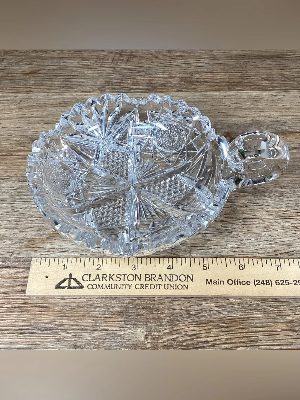 Vintage Brilliant Cut Crystal Nappy Dish with Cocktail Fork